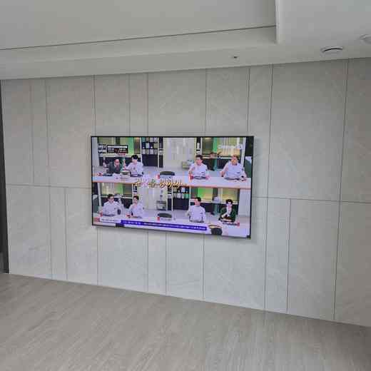 100인치 화면 설치 후 각도 맞춤